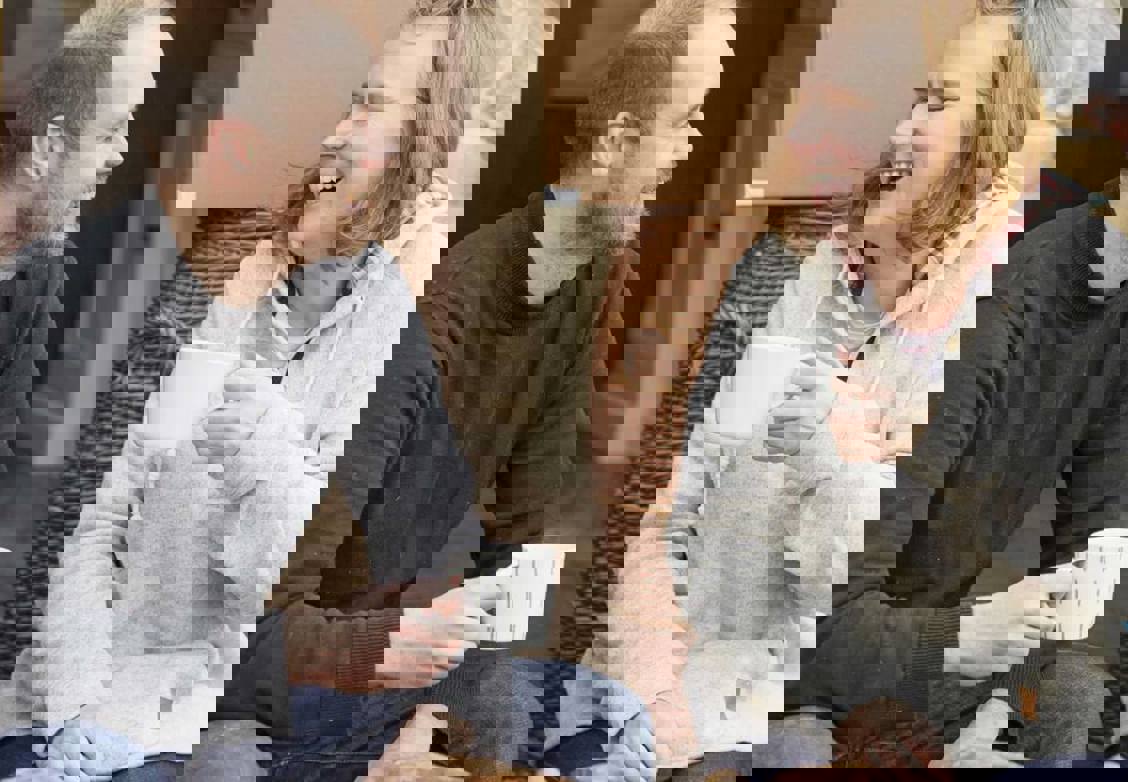 Man and woman sat having coffee